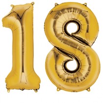 Balónky fóliové narozeniny číslo 18 zlaté 86cm
