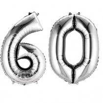 Balónky fóliové narozeniny číslo 60 stříbrna 86cm