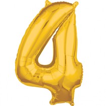 Balónek fóliový narozeniny číslo 4 zlatý 66cm