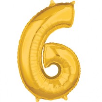 Balónek fóliový narozeniny číslo 6 zlatý 66cm