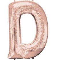 Písmeno D růžovo-zlaté foliový balónek 83 cm
