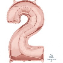 Balónek fóliový narozeniny číslo 2 růžovo-zlaté 66cm