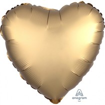 Balónek srdce foliové satén zlaté 43 cm