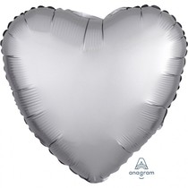 Balónek srdce foliové satén stříbrné