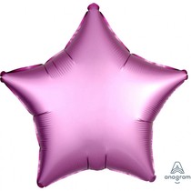 Balónek hvězda foliová satén růžová