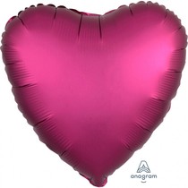 Balónek srdce foliové satén tmavě růžové