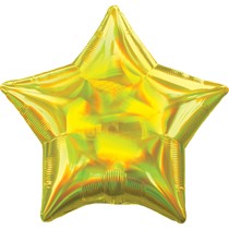 Balónek hvězda holografická žlutá