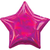 Balónek hvězda holografická tmavě růžová