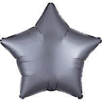 Balónek hvězda foliová satén světle šedá