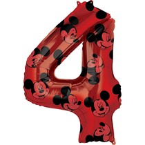 Mickey Mouse balónek číslo 4 červený 66 cm