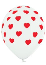 Balónky bílé srdíčka 6 ks 30 cm 