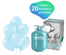 Helium sada + balónky 20 ks světle modré 