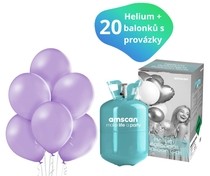 Helium sada + balónky 20 ks světle fialové