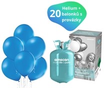 Helium sada + balónky 20 ks modré