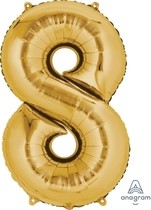 Balónek fóliový narozeniny číslo 8 zlatý 86cm