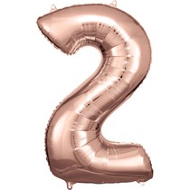 Balónek fóliový narozeniny číslo 2 růžovo-zlaté 86cm