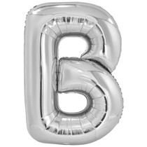 Písmeno B stříbrný foliový balónek 86 cm