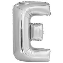 Písmeno E stříbrné foliové balónek 86 cm