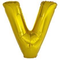 Písmeno V zlatý foliový balónek 86 cm