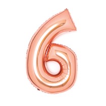 Balónek fóliový narozeniny číslo 6 růžovo-zlaté 66 cm