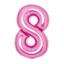 Balónek fóliový číslo 8 růžový 66 cm