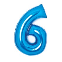 Balónek fóliový číslo 6 modrý 66 cm
