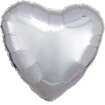Balónek srdce stříbrné metalické