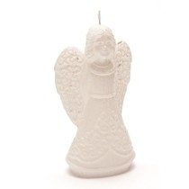 Svíčka anděl bílá perleťová 20 cm x 11 cm x 70 cm