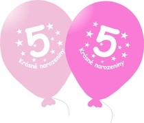 Narozeninové balónky růžové s potiskem 5 - 5 ks