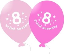 Narozeninové balónky růžové s potiskem 8 - 5 ks