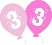 Balonky narozeniny 5ks s číslem 3 pro holky
