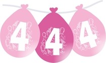 Balonky narozeniny číslo 4, visící 5ks růžové