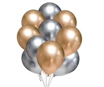 Balónky chromové zlaté a stříbrné 10 ks 30 cm mix
