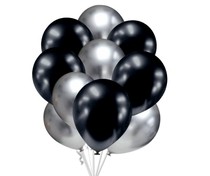 Balónky chromové stříbrné a grafitově černé 10 ks 30 cm mix