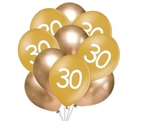 Balónky 30 narozeniny zlaté 10 ks 30 cm mix