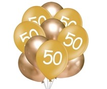 Balónky 50 narozeniny zlaté 10 ks 30 cm mix