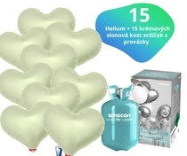 Helium set IBREX srdce krémové 15 ks - balónky s dobou létání 30 dní
