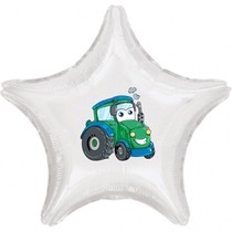 Balónek hvězda traktor zelený