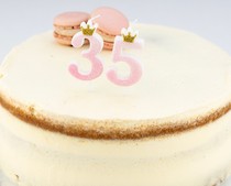 Svíčka číslo 5 růžová s korunkou a glitrem 9,5 cm