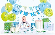 První narozeniny kluk party set modro-zelený 42 ks