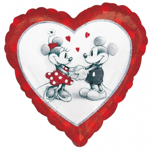 Mickey & Minnie holografický foliový balónek srdíčko 45cm