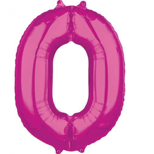 Balónek fóliový narozeniny číslo 0 růžové 66 cm