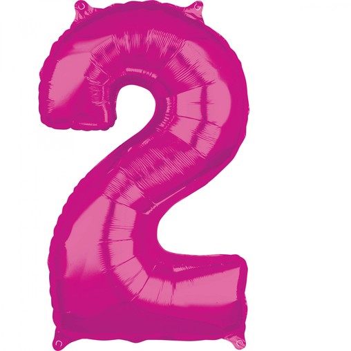 2. narozeniny balónek fóliový číslo 2 růžový 66 cm