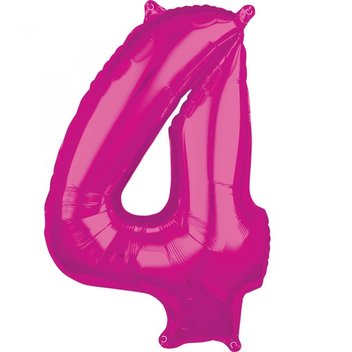 4. narozeniny balónek fóliový číslo 4 růžový 66 cm