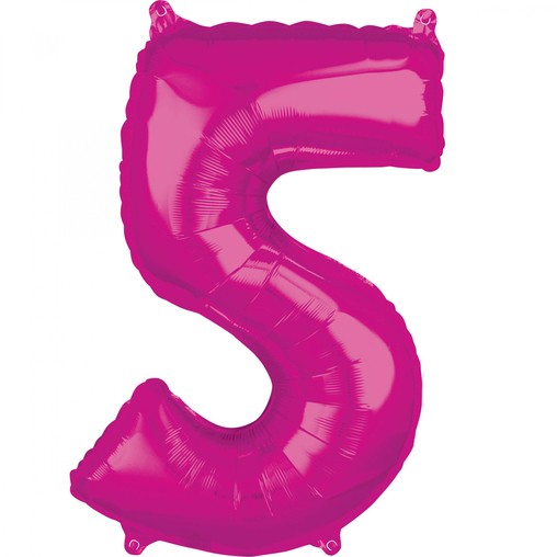 5. narozeniny balónek fóliový číslo 5 růžový 66 cm