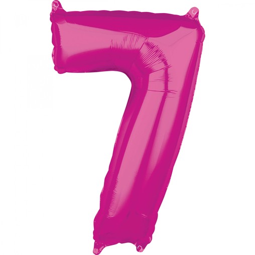 7. narozeniny balónek fóliový číslo 7 růžový 66 cm