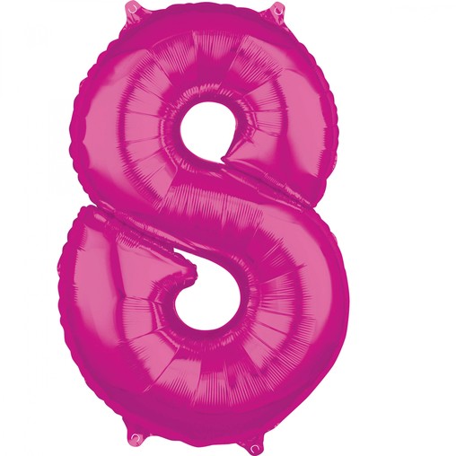 8. narozeniny balónek fóliový číslo 8 růžový 66 cm