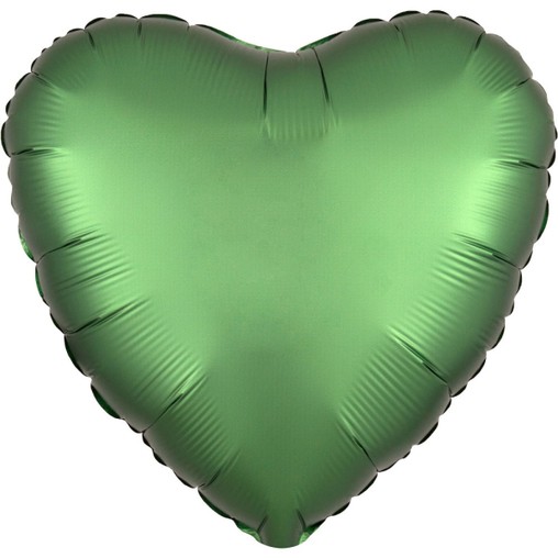 Balónek srdce foliové satén zelené 42 cm