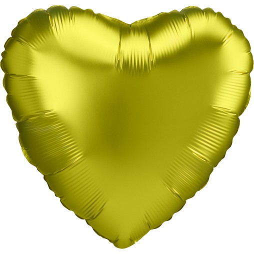 Balónek srdce foliové satén žlutý 42 cm