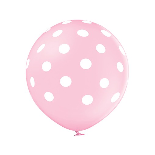 Balónek světle růžový s potiskem bílé tečky velký 60 cm  